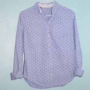 blue patterned button up